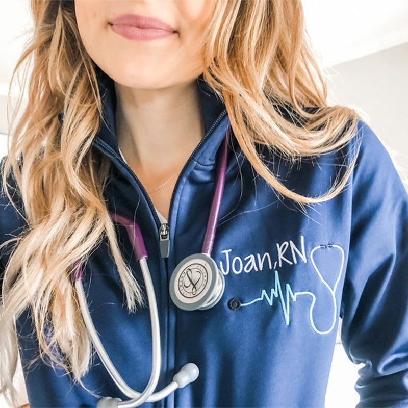 Monogrammed Nurse Full Zippered Jacket Sweatshirt