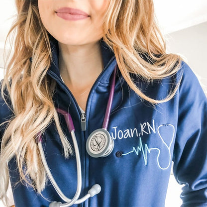 Monogrammed Nurse Full Zippered Jacket Sweatshirt
