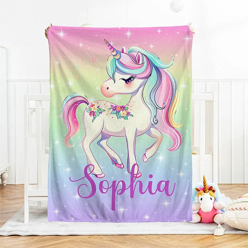 Personalized Fantasy Unicorn Soft Throw Blanket
