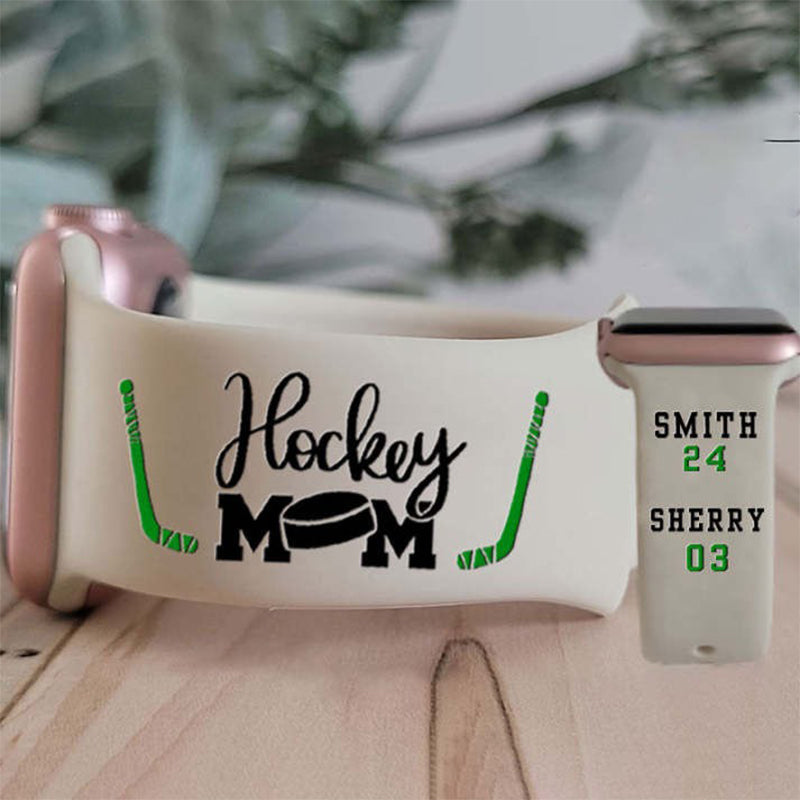 Custom Hockey Mom Gift With Player's Name & Number For Engraved Watchband