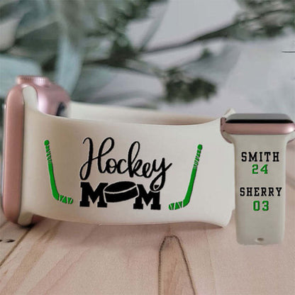 Custom Hockey Mom Gift With Player's Name & Number For Engraved Watchband