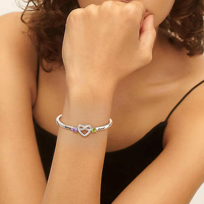 Personalized Name heart Bracelet,Custom Birthstone Bracelet