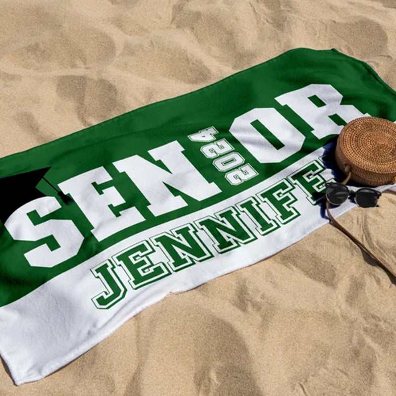 Graduation Beach Towel, Class of 2025 Personalized Beach Towel