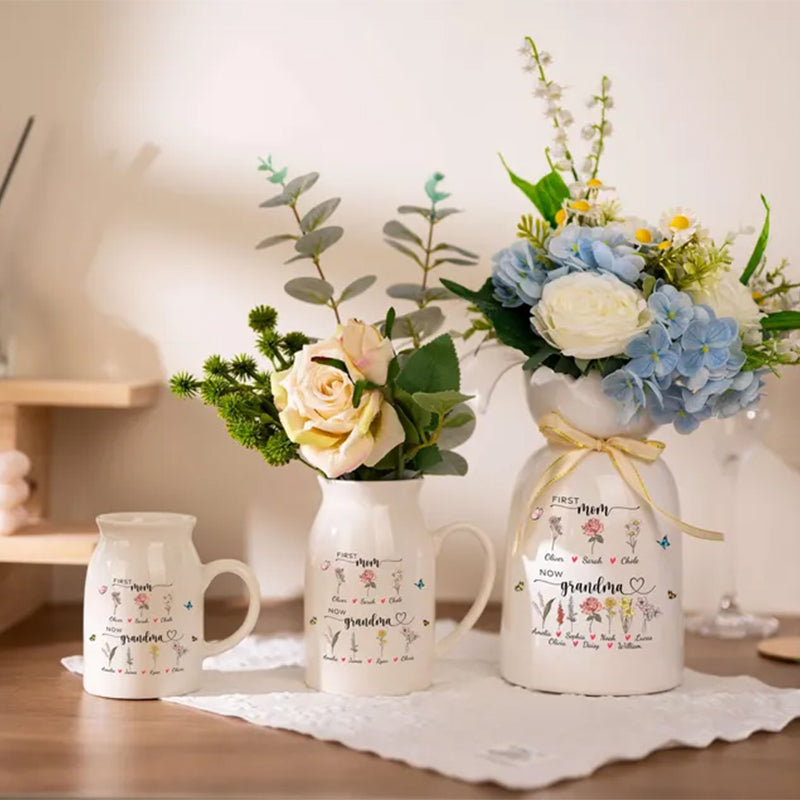 First Mom Now Grandma Vase, Nana's Garden Flower Vase