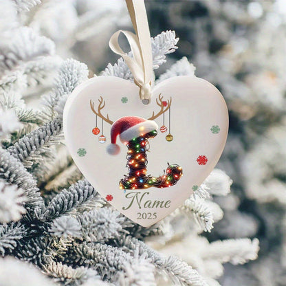 Personalized Christmas Initial Name Heart-Shaped Ornament