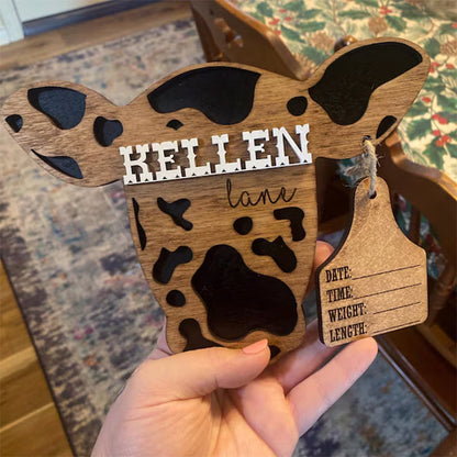 Baby Boy Cow Birth Stats Sign / Nursery Announcement