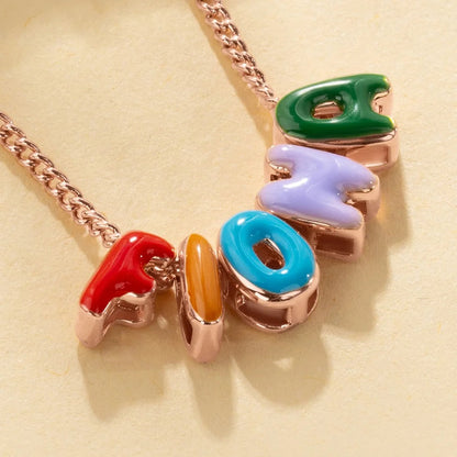 Personalized Colorful 3D Enamel Bubble Letter Name Necklace