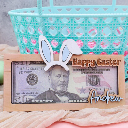 Personalized Easter Bunny Money Holder: Engraved Cash Gift Tag