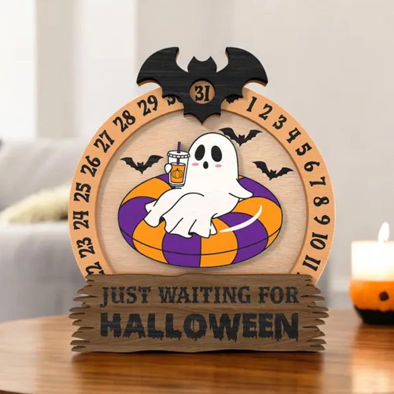 Halloween Skeleton Countdown Sign | Just Waiting for Halloween Decor |