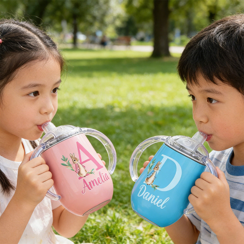 Personalized Easter Bunny 10 oz Insulated Sippy Cup with Name