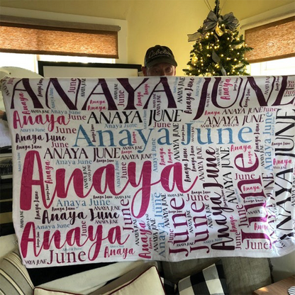 Personalized Soft Flannel Name Family Blanket