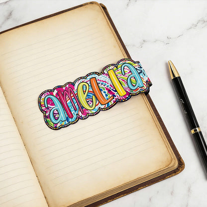 Personalized Bright Paisley Floral Doodle Magnetic Bookmark