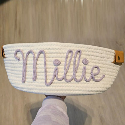 Personalized baby shower rope cotton baskets