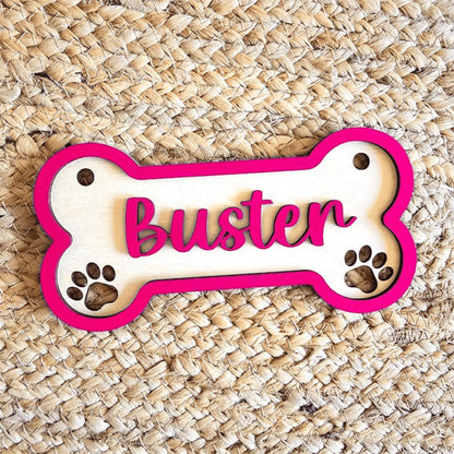 Customizable Dog Bone Sign - Personalized Pet Decor Gift with Paw Prints