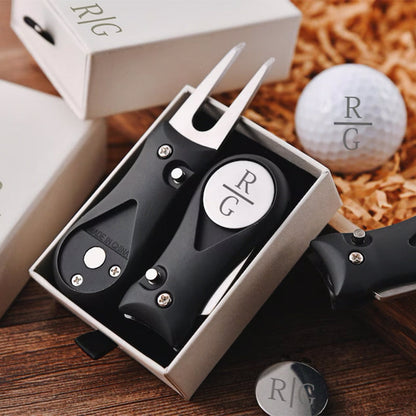 Personalized Golf Ball Marker Set with Custom Retractable Divot Tool