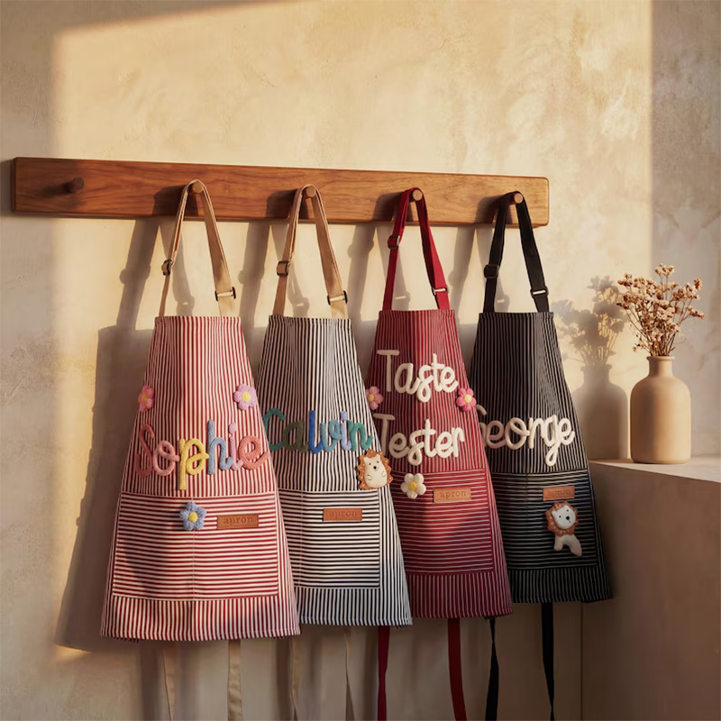 Personalized Hand-Embroidered Apron,Personalized Apron, Kitchen Apron