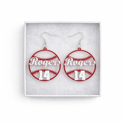 Personalized Baseball Earrings - Name and Number