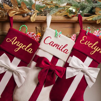 Personalized Christmas Stockings,Custom Bow Stockings with name