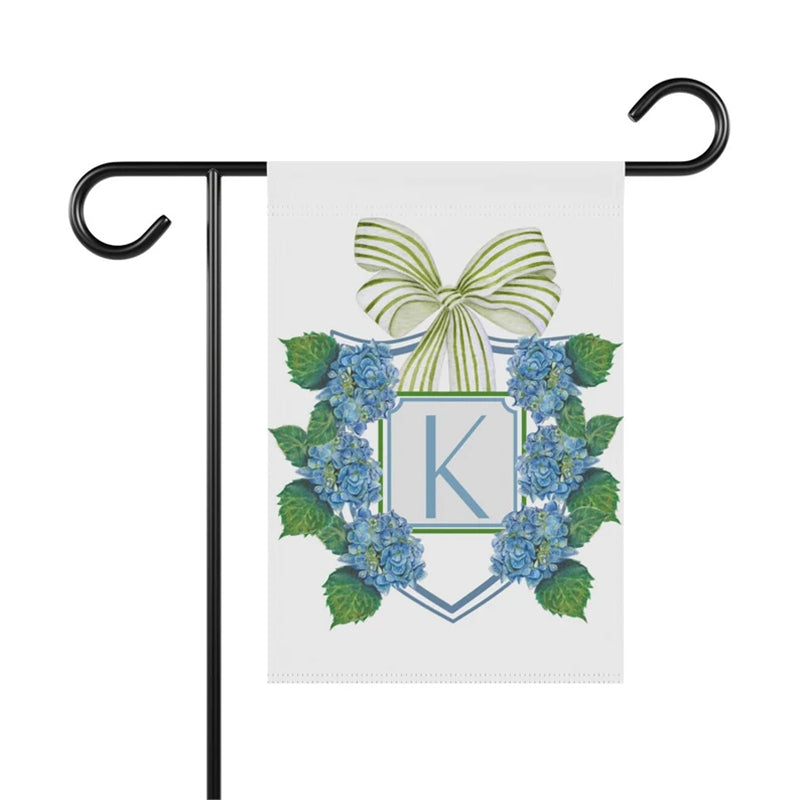 Custom Garden Flag Preppy Bow Name Sign Patriotic Hydrangea