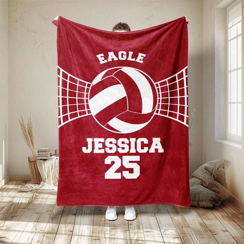 Personalized Volleyball Blanket, Custom Name Number Soft
