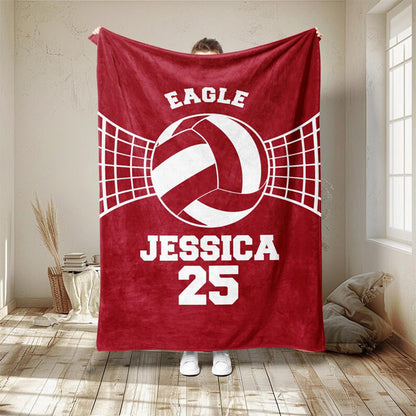 Personalized Volleyball Blanket, Custom Name Number Soft