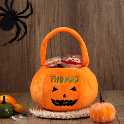 Personalized Halloween Basket - Custom Pumpkin Bucket with Name