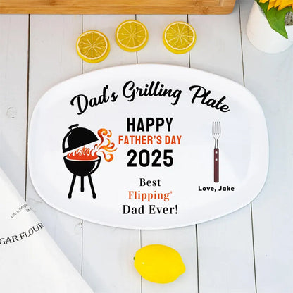 Personalized Grilling Plate for Daddy, Fathers Day Gift from Kids