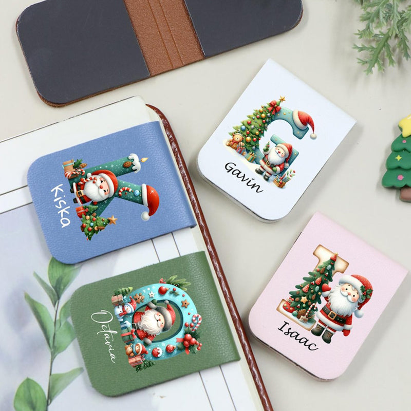 Personalized Christmas Magnetic Bookmark, Custom Name & Initial A-Z