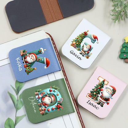 Personalized Christmas Magnetic Bookmark, Custom Name & Initial A-Z
