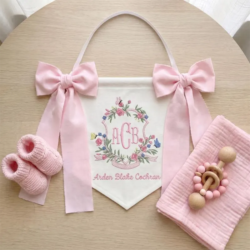 Custom Baby Banner For Hospital Door Sign & Nursery, Monogram Baby Announcement Banner