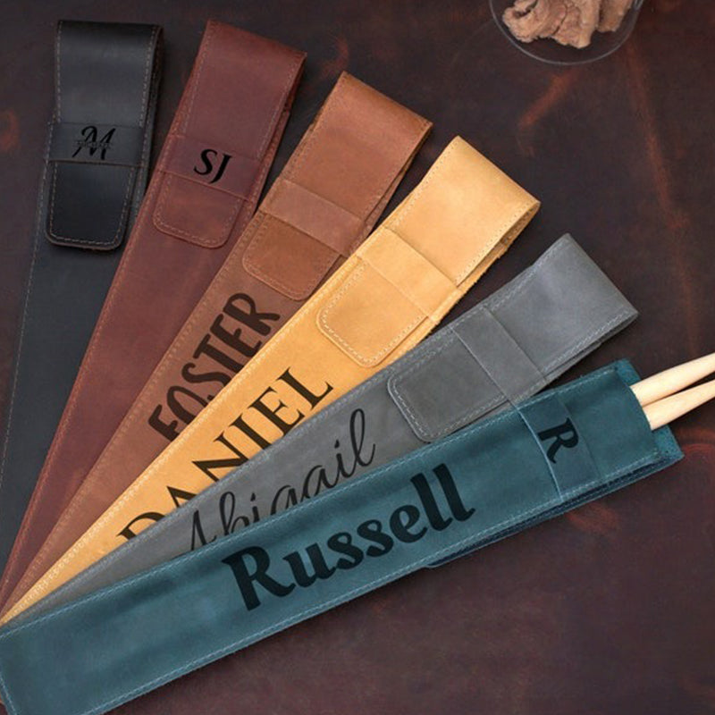 Custom Leather Drumstick Case, Drummer Bag Personalized