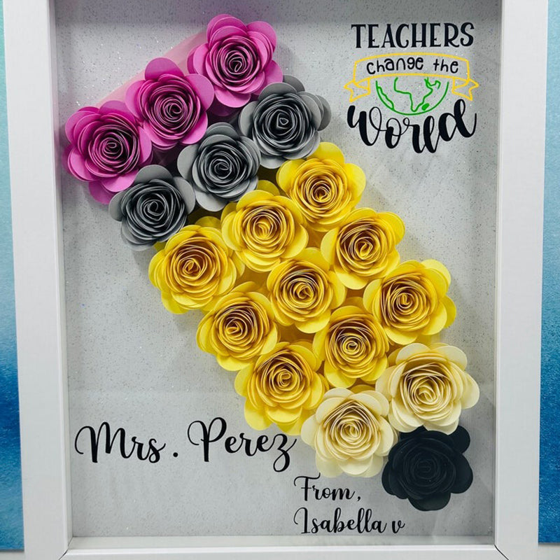 Custom Teacher Pencil Apple Shadow Box|School Office Sign