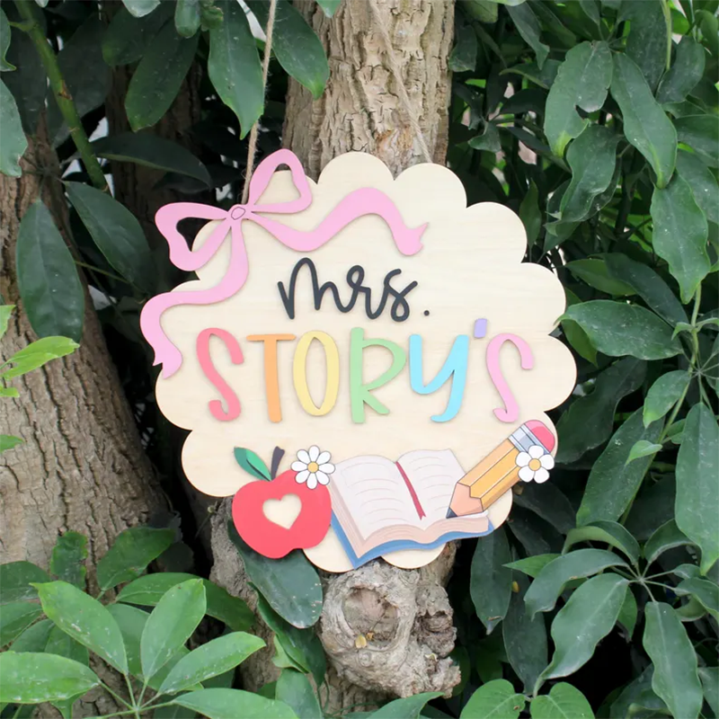 Personalized 3D Teacher Door Hanger, Custom Grade Teacher Name Sign