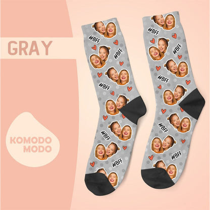 Custom Face Socks, Personalized Best Friends Photo Sock