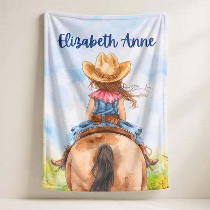 Personalized denim girl soft blanket