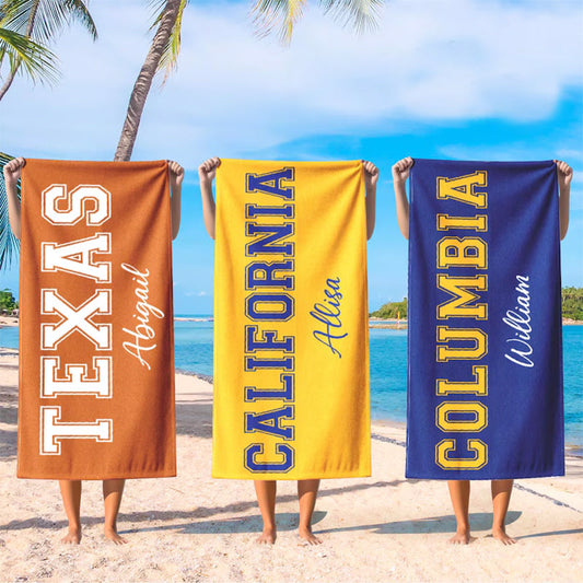 Custom College Beach Towel, Graduation Gift, Baseball Team