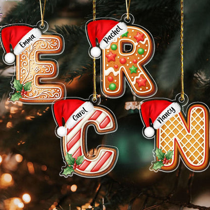 Personalized Gingerbread Alphabert Acrylic Ornament
