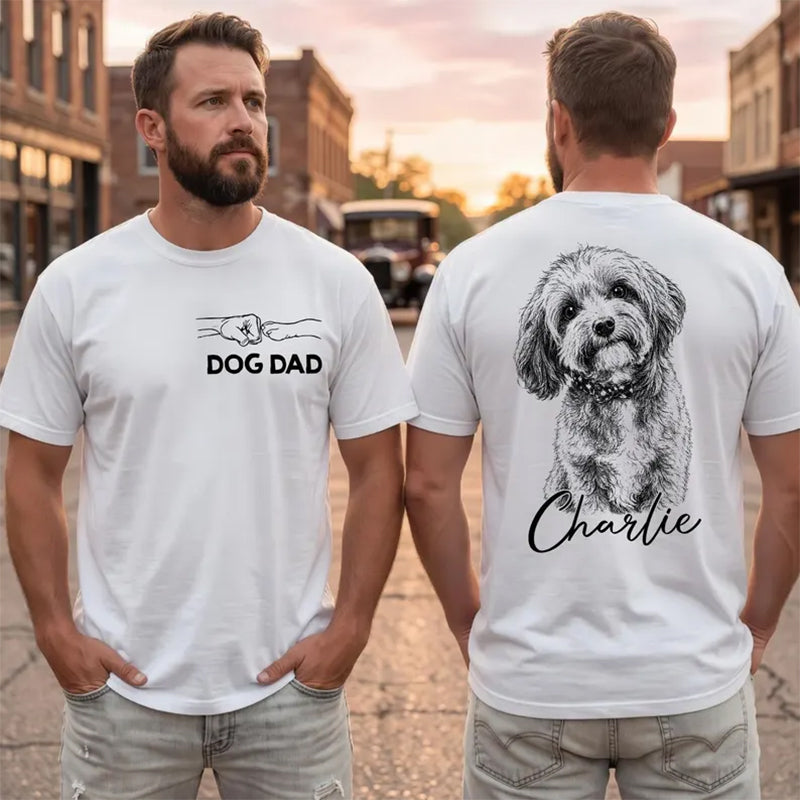 Personalized Dog Dad T-Shirt – Custom Pet Photo & Name