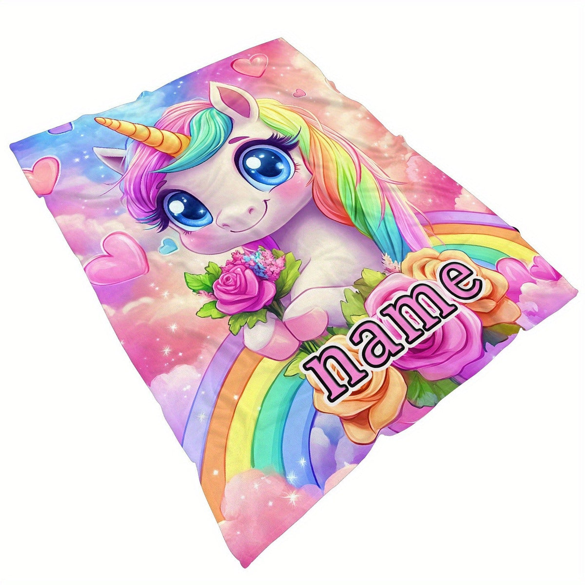 Personalized Name Adorable Mythical Creature Design HD Print Blanket