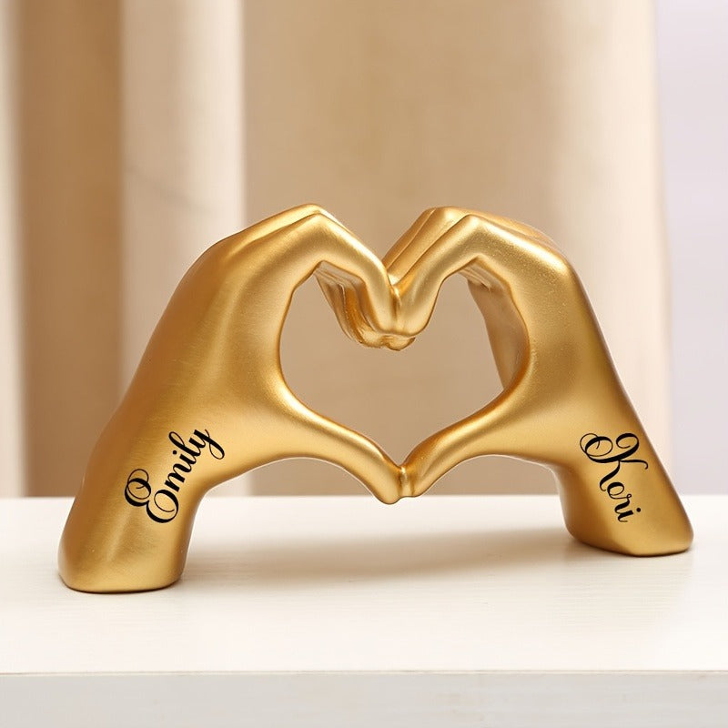 Customizable Resin Love Heart Hands Figurine