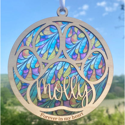 personalized name, dog / cat/ pet remembrance, paw with saying and name