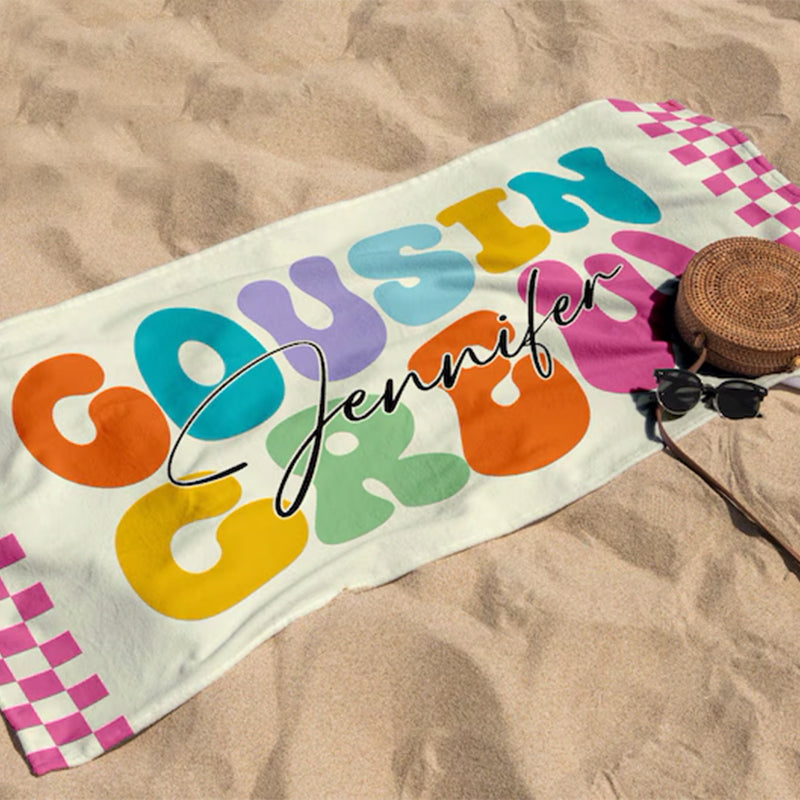 Cousin Crew Beach Towel, Summer Beach Gift For Cousin,