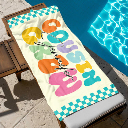 Cousin Crew Beach Towel, Summer Beach Gift For Cousin,
