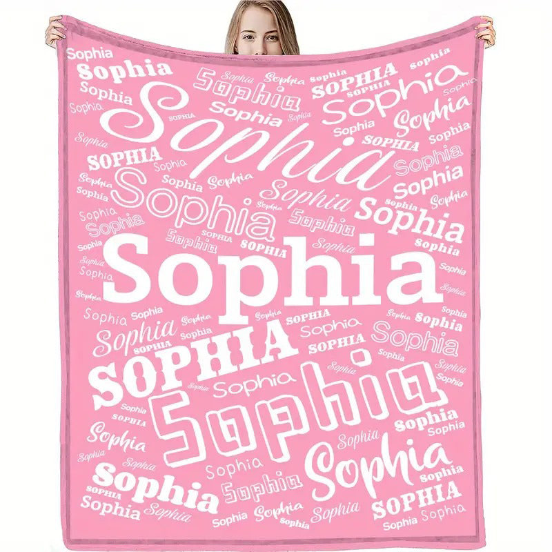 Your Name Letter Gradient Text Custom Flannel Blanket