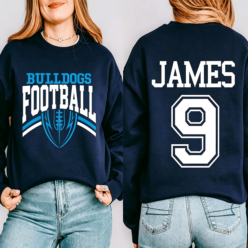 Custom Football Team Name & Number Sweatshirt Football Mom Sweatshirt Football Team
