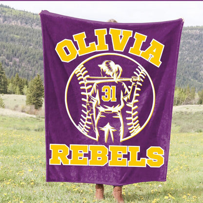 Softball Gift, Personalized Blanket with Name