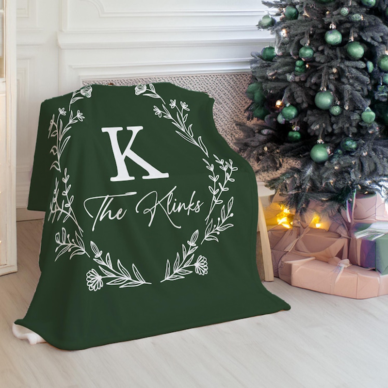 Custom Family Name Blanket, Last Name Initials Blanket