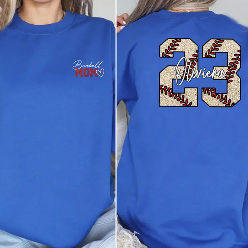 Custom Baseball Mom Sweatshirt, Personalized Baseball Mom Sweatshirt