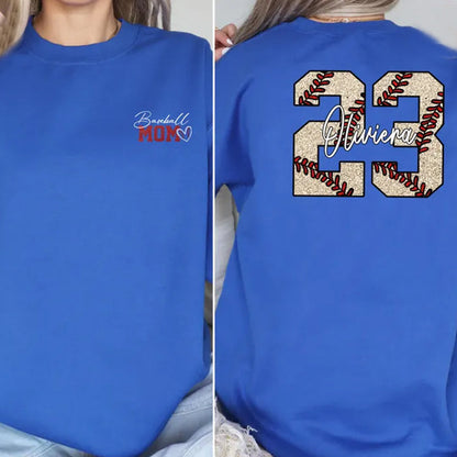 Custom Baseball Mom Sweatshirt, Personalized Baseball Mom Sweatshirt