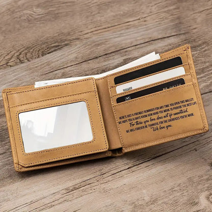 Personalized Dad And Kids Hands Engraved Leather Wallet
